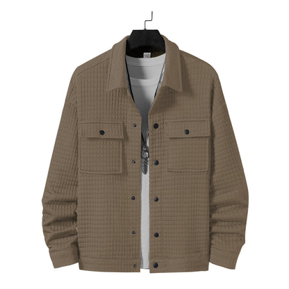 Men's Casual Jacquard Plaid Baggy Coat Shirt