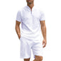 Men's Solid Color Polo Shirt Suit Short Sleeve Two-piece Set