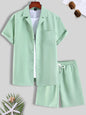 Short Sleeve Cuban Collar Men's Sport Suit