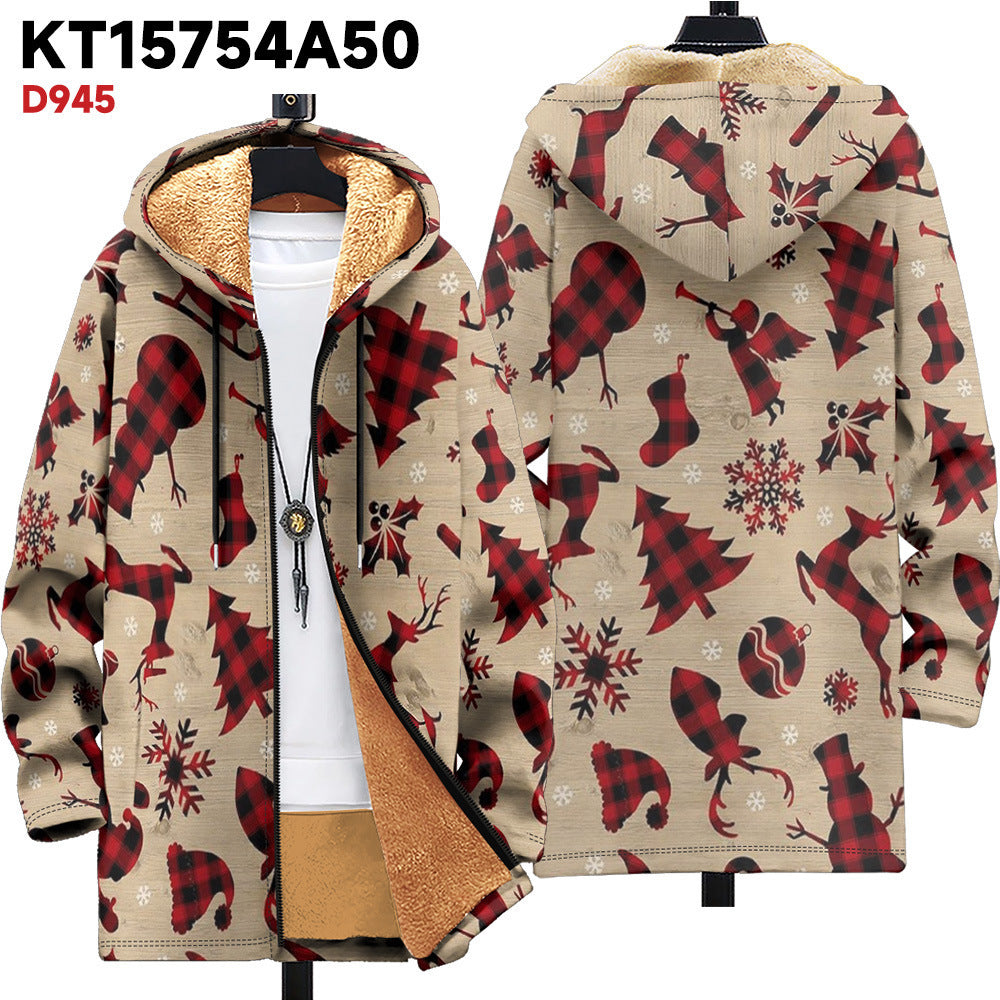 Men's Multicolor Pattern Zipper Hooded Cardigan