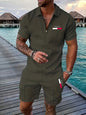 Casual Retro Plaid Printed PARIS Heat Transfer Patch Men's Beach Suit