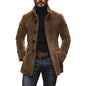 Pocket Button Solid Color Men's Stand Collar Blazer