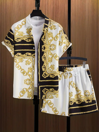 Fashion Men's Hawaii 3D Printed Short Sleeve Suit