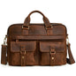 Genuine men''s bags retro men''s business bags briefcase cowhide oblique Bag 15.6 inch Laptop Bag