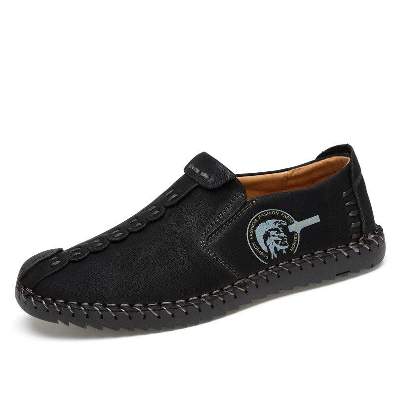 New Men's Leather Shoes Black Casual Soft Bottom Breathable Casual Shoes