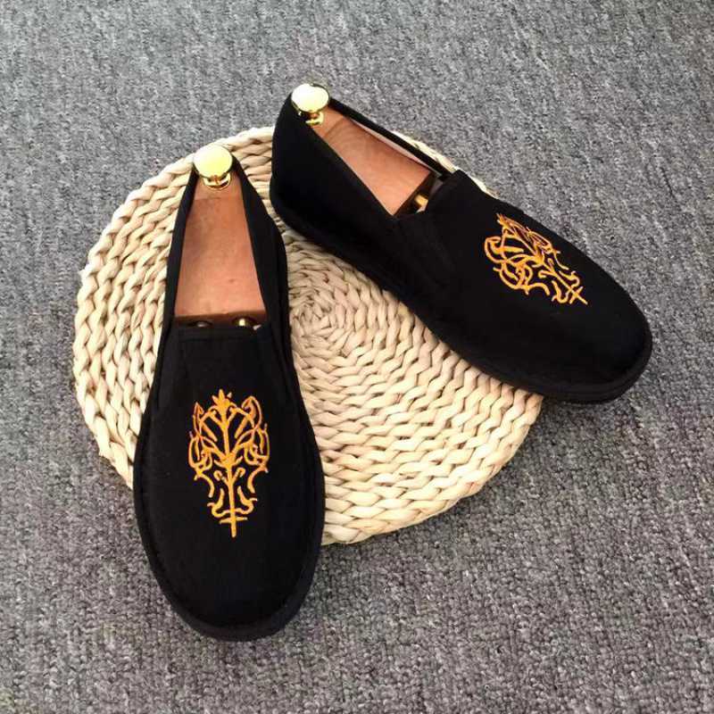 Men's Cloth Shoes Hand-Embroidered Canvas Shoes