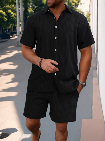 Shirt Casual Loose Short Sleeves Trousers Beach Suit