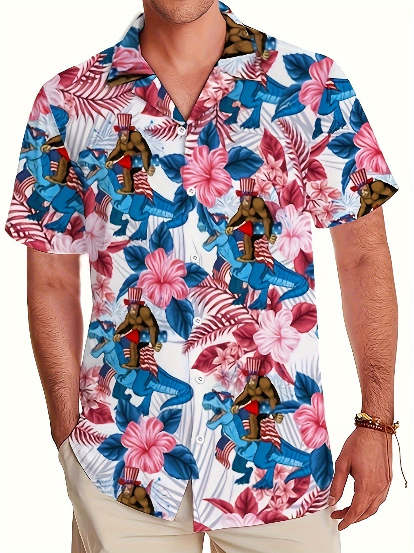 3D Printing Fashion New Flower Men's Short Sleeve Shirt