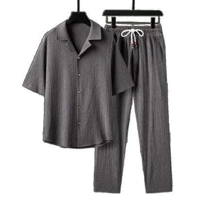 Casual Men's Sports High-end Half Sleeve Chinese Style Two-piece Set