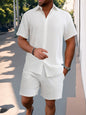 Shirt Casual Loose Short Sleeves Trousers Beach Suit