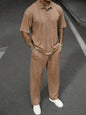 Jacquard Texture Polo Shirt Men's Short-sleeved Trousers Casual Two-piece Suit