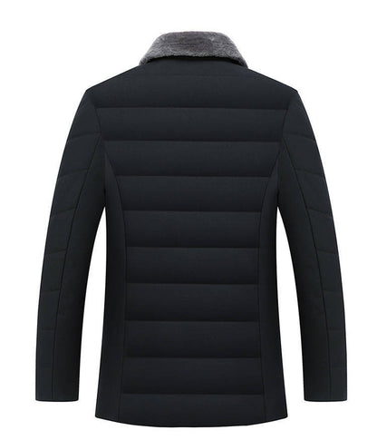 Men Lapel Short Padded Jacket Plus Velvet