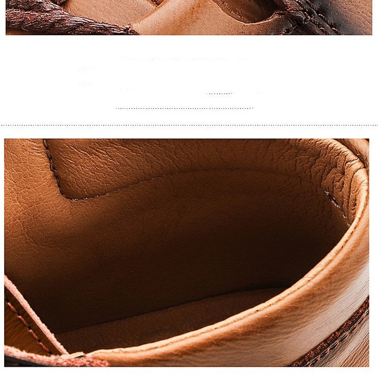 Spring And Autumn New British Style Street In High-top Non-slip Leather Shoes