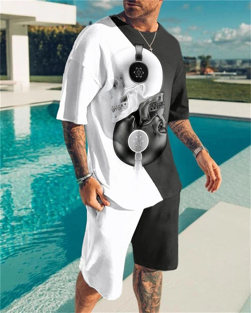 Men's Playing Card Summer Short Sleeve T-Shirt Set