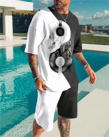 Men's Playing Card Summer Short Sleeve T-Shirt Set