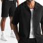 Daily Casual Short Sleeve Cardigan Shirt Men's Suit Solid Color Summer