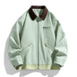 Contrast Color Washed Polo Collar Jacket Men