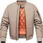 Men's Winter Bomber Jacket, Baseball Jacket Outwear, Thickened Warm Flight Jacket With Ribbed Cuffs, Windproof Casual Coat