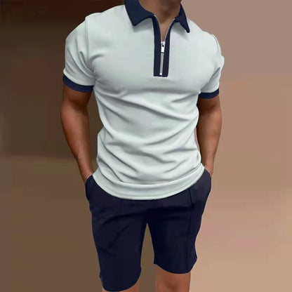 Men's Casual Printed Top And Shorts Two-piece Set