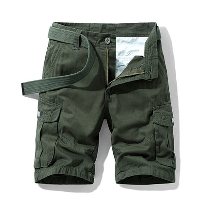 Men's Cotton Shorts Retro Multi-pocket Straight Casual Shorts