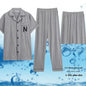 Three-piece Pajamas Men's Summer Pure Cotton Short Sleeve Trousers Suit