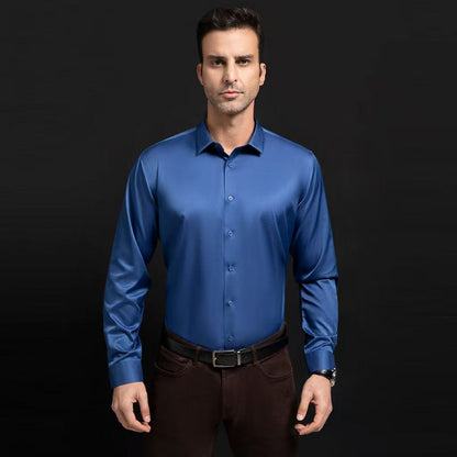 Men's Stretch Silky Seamless Long-sleeved Shirt