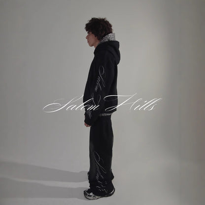 Long Sleeve Pullover Hoodie Suit Punk Print