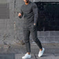 Spring Round Neck Long Sleeve T-shirt Trousers Solid Color Men's Two-piece Suit