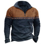 Retro Patchwork Polo Shirt Zipper Sweater Daily Outdoor Casual Top