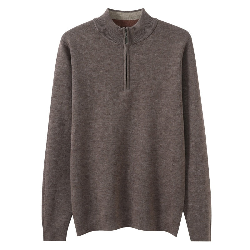 Half Zipper Worsted Wool Sweater Men's Sweater Inner Wear Blouse