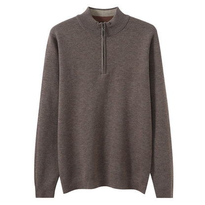 Half Zipper Worsted Wool Sweater Men's Sweater Inner Wear Blouse