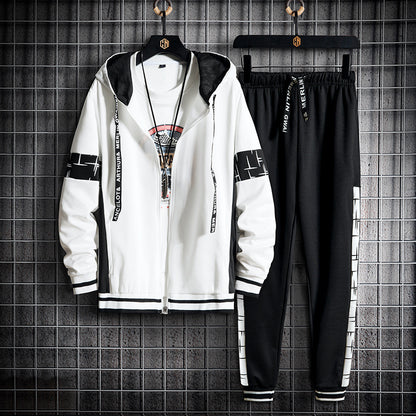 Men's Fashion Personality Hooded Casual Suit