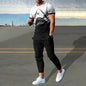 Short-sleeved Men's Cotton-like Fashionable Printed Thin Round Neck Pullover Men's Suit