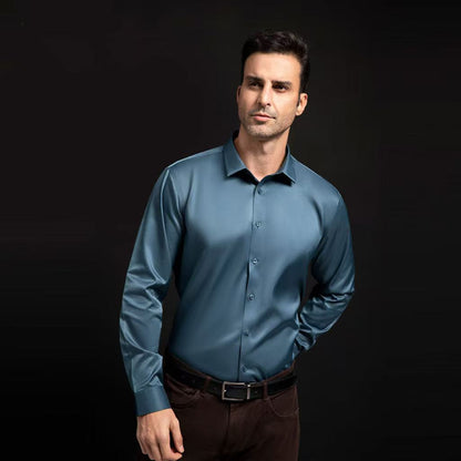 Men's Stretch Silky Seamless Long-sleeved Shirt