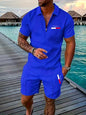 Casual Retro Plaid Printed PARIS Heat Transfer Patch Men's Beach Suit