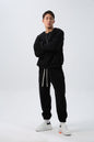 Sports Suit Men's Loose Long Sleeve Crew Neck Coat Padded Fleece Trousers Double-sided Shake