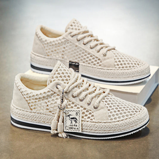 New Large Hole Mesh Summer Breathable Lightweight And Thin Type Mesh Surface Mesh Shoes Men