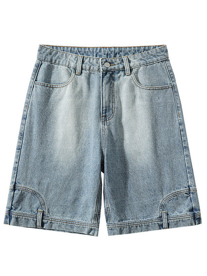 Loose Straight Bermuda Shorts Men's Blue