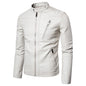 Spring And Autumn Men's Slim Leather Clothing With Stand Collar Jacket