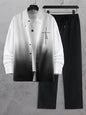 Fashion Trend Color Gradient Long Sleeve Shirt Trousers Suit