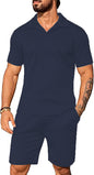 Men's Casual Solid Color Polo Short Oversleeves