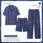 Three-piece Pajamas Men's Summer Pure Cotton Short Sleeve Trousers Suit