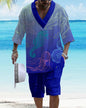 Men's Casual Jacquard Loose-fitting Short-sleeved Shorts Two-piece Set