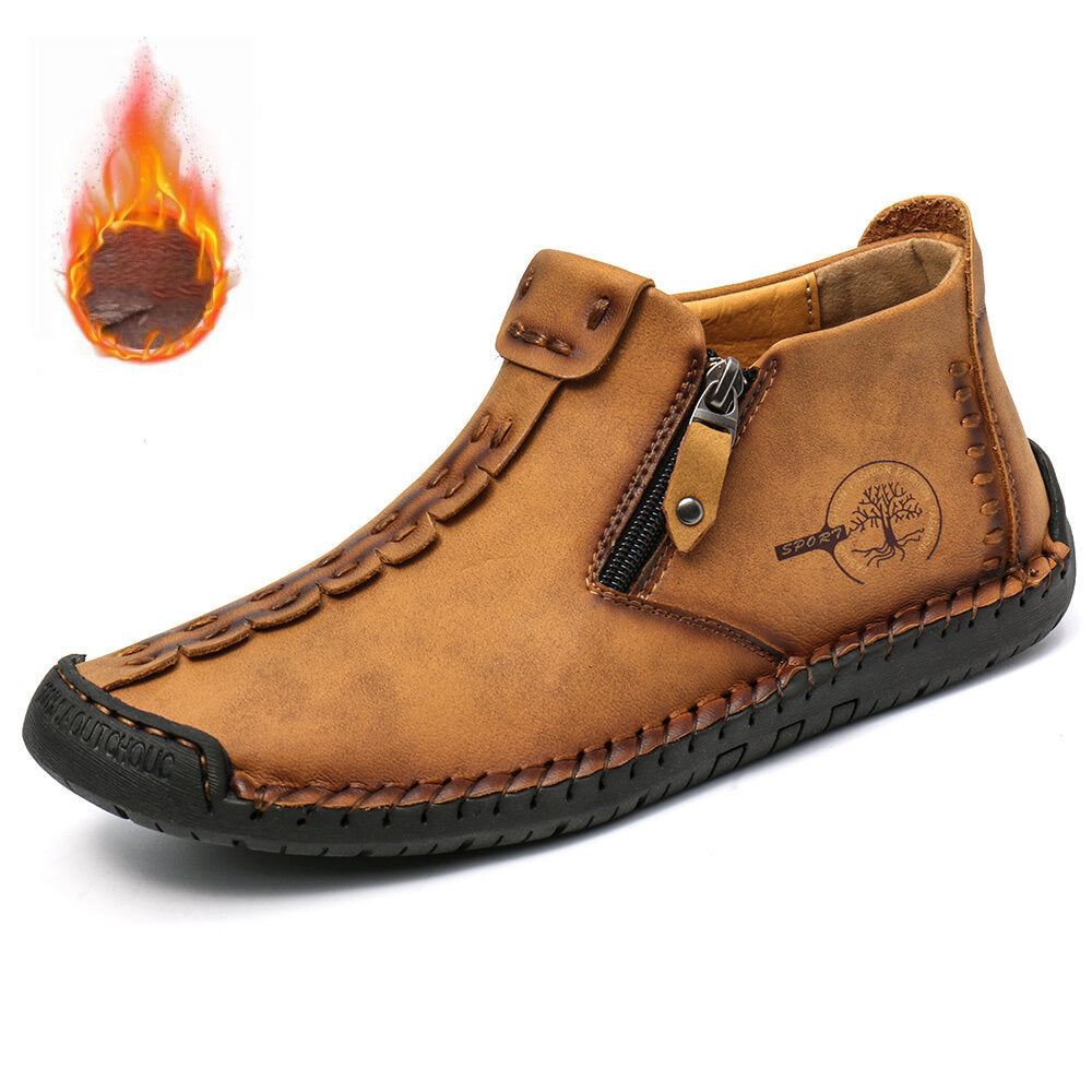 Men's Fleece-lined Cotton-padded Shoes Plus Size Zipper Dr Martens Boots Outdoor