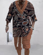 Men's Casual Jacquard Loose-fitting Short-sleeved Shorts Two-piece Set