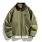 Contrast Color Washed Polo Collar Jacket Men