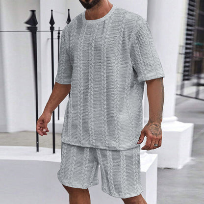 Men's Wheat Grain Tassel Type Comfortable 2-piece Set Knitting Suit