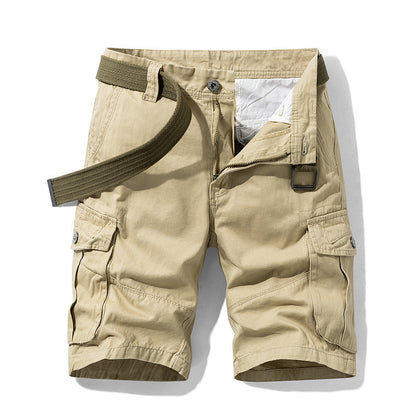 Men's Cotton Shorts Retro Multi-pocket Straight Casual Shorts