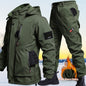 Autumn And Winter Fleece-lined Waterproof Jacket Suit