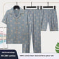 Three-piece Pajamas Men's Summer Pure Cotton Short Sleeve Trousers Suit